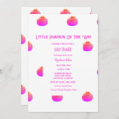Little Pumpkin On The Way Pink Girl Baby Shower 招待状 (正面/裏面)