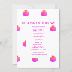 Little Pumpkin On The Way Pink Girl Baby Shower 招待状