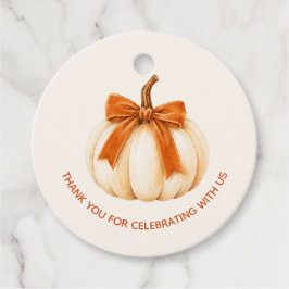 Little Pumpkin Orange Bow | 秋のベビーシャワー フェイバータグ