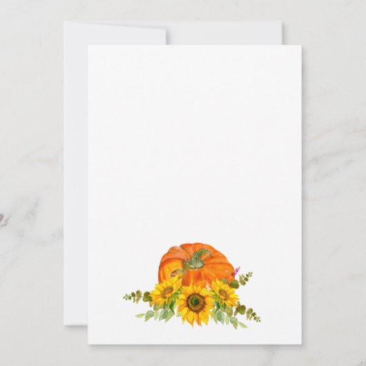 Little pumpkin orange fall floral baby shower 招待状 (裏面)