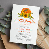 Little pumpkin orange fall floral baby shower 招待状