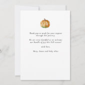 Little Pumpkin Photo Fall Greenery Baby Shower  サンキューカード (裏面)