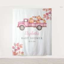Little Pumpkin Pink Baby Shower Photo Backdrop