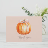 Little Pumpkin Pink Bow Baby Shower サンキューカード (スタンド正面)
