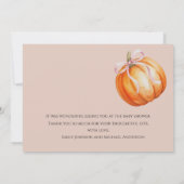 Little Pumpkin Pink Bow Baby Shower サンキューカード (裏面)