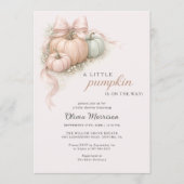Little Pumpkin Pink Bow Baby Shower 招待状 (正面)