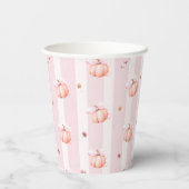 Little Pumpkin Pink Bow Fall Floral Baby Shower  紙コップ (裏面)