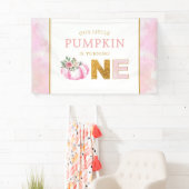 Little Pumpkin Pink Floral Fall Girl 1st Birthday 横断幕 (インサイチュ)