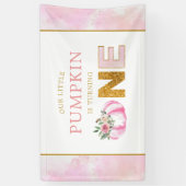 Little Pumpkin Pink Floral Fall Girl 1st Birthday 横断幕 (縦)