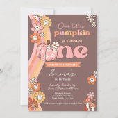 Little Pumpkin Retro 1st Birthday Invitation 招待状 (正面)