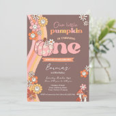 Little Pumpkin Retro 1st Birthday Invitation 招待状 (スタンド正面)