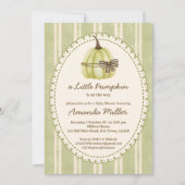 Little pumpkin retro stripes baby shower 招待状 (正面)