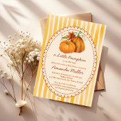 Little pumpkin retro stripes baby shower 招待状