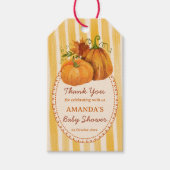 Little pumpkin retro stripes baby shower favor ギフトタグ (正面)