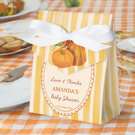 Little pumpkin retro stripes baby shower monogram フェイバーボックス