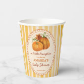 Little pumpkin retro stripes baby shower monogram 紙コップ (正面)