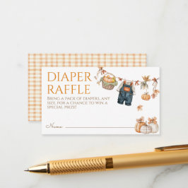 Little Pumpkin Rustic Baby Shower Diaper Raffle エンクロージャーカード