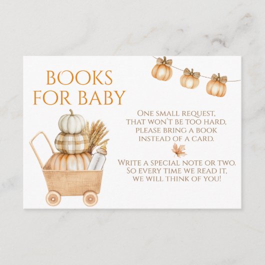 Little Pumpkin Rustic Farm Baby Shower Books エンクロージャーカード (正面)