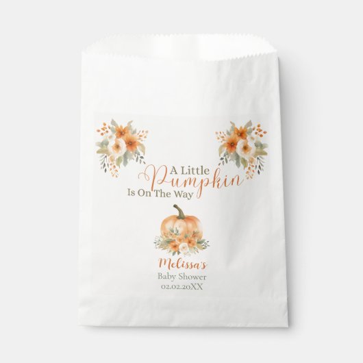 Little Pumpkin Rustic Orange Autumn Baby Shower  フェイバーバッグ (正面)