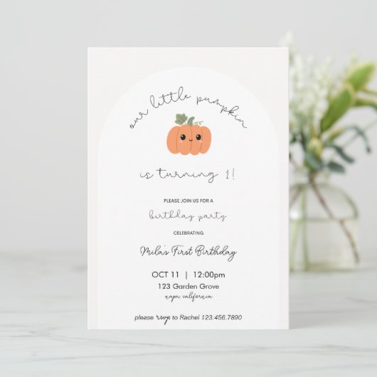 Little Pumpkin’s First Birthday Invitation 招待状 (スタンド正面)