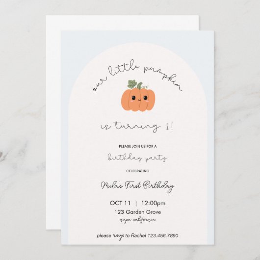 Little Pumpkin’s First Birthday Invitation  招待状 (正面/裏面)