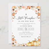 little pumpkin script baby shower invitation 招待状 (正面)