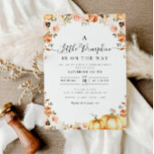 little pumpkin script baby shower invitation 招待状