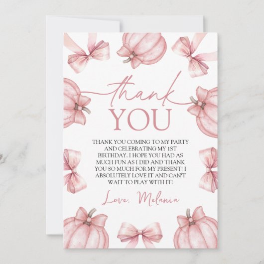 Little Pumpkin Thank You Card 招待状 (正面)