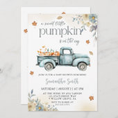 Little pumpkin Truck fall autumn baby shower 招待状 (正面/裏面)
