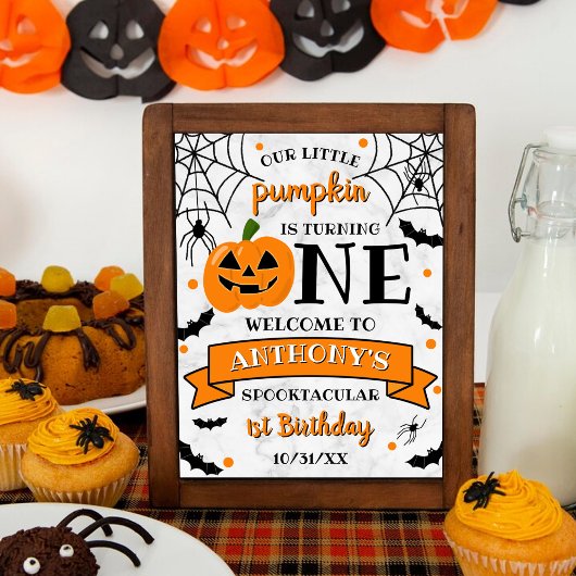 Little Pumpkin Turning One Halloween 1st Birthday ポスター