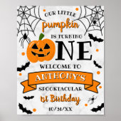 Little Pumpkin Turning One Halloween 1st Birthday ポスター (正面)