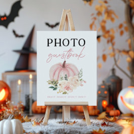 Little Pumpkin Turning One Photo Guestbook Sign ポスター