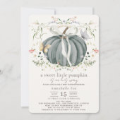 Little Pumpkin Wildflower Blue Boy Baby Shower 招待状 (正面)