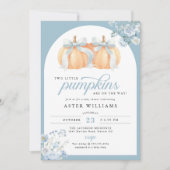 Little Pumpkins On The Way Twin Baby Boy Shower 招待状 (正面)