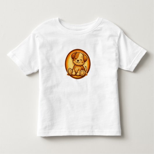 Little Puppy Cute Retro Patch Toddler T-Shirt トドラーTシャツ (正面)