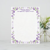 Little Purple Flowers on a Frame Stationery Paper (スタンド正面)