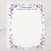 Little Purple Flowers on a Frame Stationery Paper (正面)