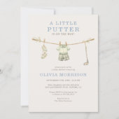 Little Putter Golf Clothesline Boy Baby Shower 招待状 (正面)
