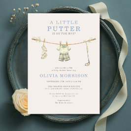 Little Putter Golf Clothesline Boy Baby Shower 招待状