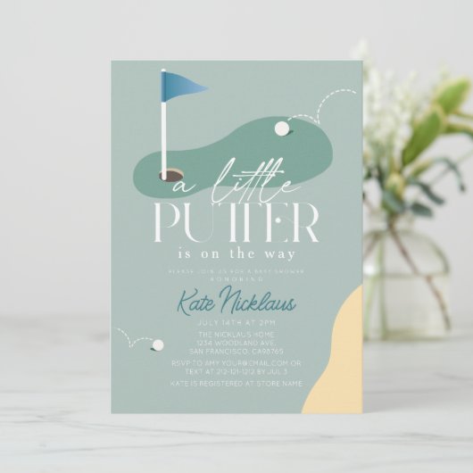Little Putter Golf Course Fairway Boy Baby Shower 招待状 (スタンド正面)