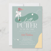 Little Putter Golf Fairway Bow Girl Baby Shower 招待状 (正面)