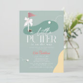 Little Putter Golf Fairway Bow Girl Baby Shower 招待状 (スタンド正面)