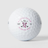 Little Putter Golf Pregnancy Announcement Pink Bow ゴルフボール (正面)