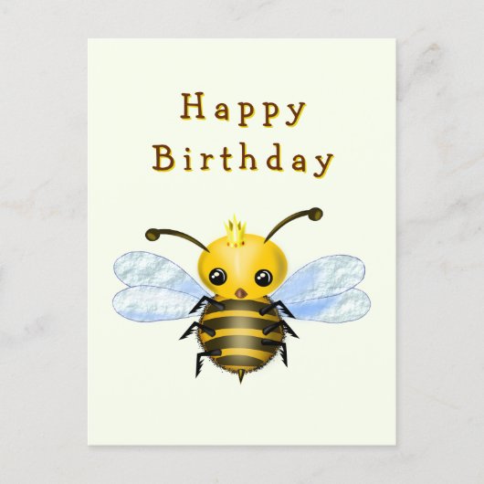 Little Queen Bee Birthday Card ポストカード (正面)