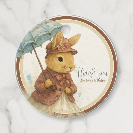 Little Rabbit Baby Shower for Girl フェイバータグ (正面)