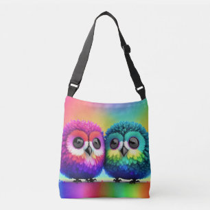 Little Rainbow Owls -ART by Lisa-Dawnデザイン クロスボディバッグ