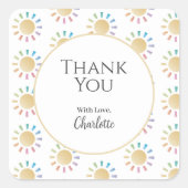 Little Rainbow Sunshine Baby Showerありがとう スクエアシール (正面)