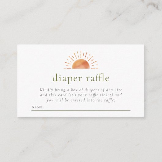 Little Ray of Sunshineおむつラッフルベビーシャワー エンクロージャーカード (正面)