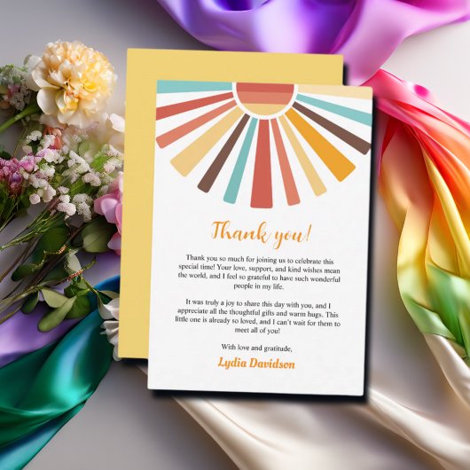 Little Ray Of Sunshineベビーシャワーサンキューカード サンキューカード