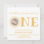 Little Ray of Sunshine写真ベビー1st Birthday 招待状 (正面)